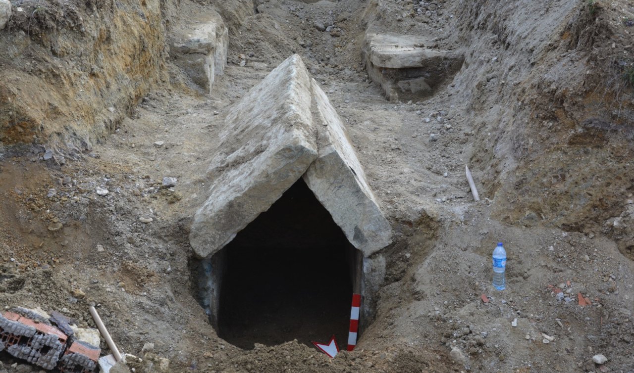 Su deposu kazarken Bizans dönemine ait mezar buldu! 