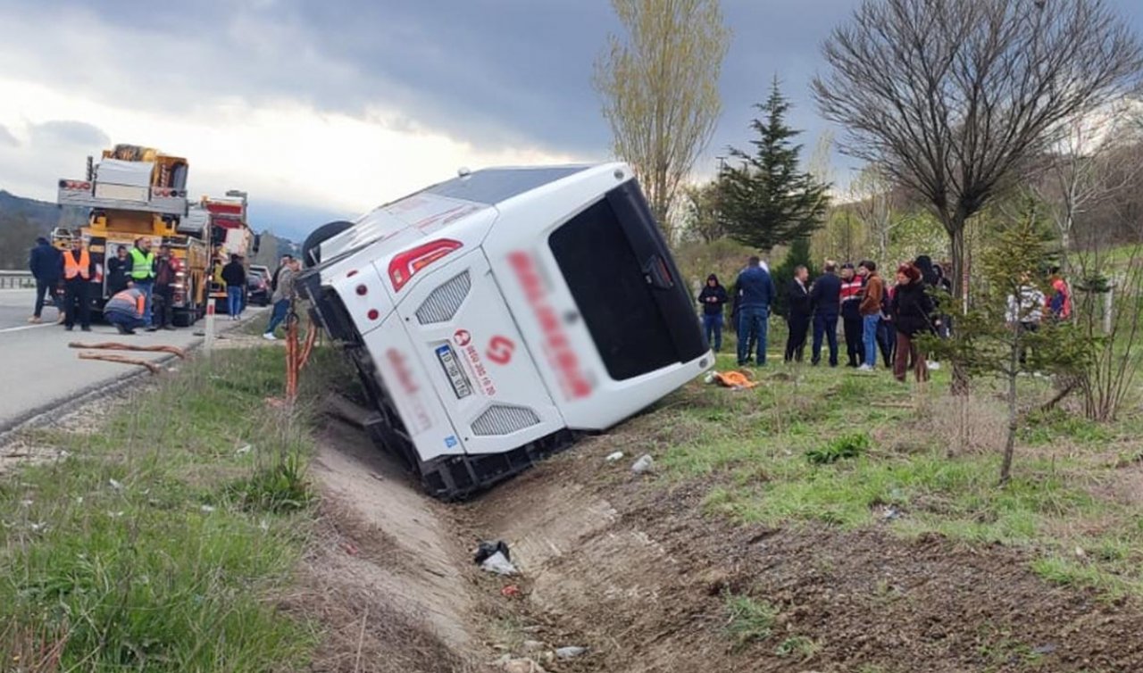  Yolcu otobüsü devrildi: 12 yaralı