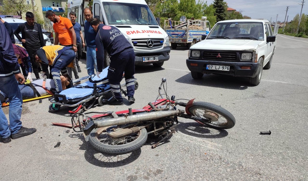 Konya’da trafik kazası! Pikap ile motosiklet çarpıştı