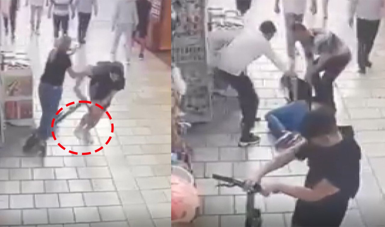 Elektrikli scooterla kadına çarptı! İşte o anlar