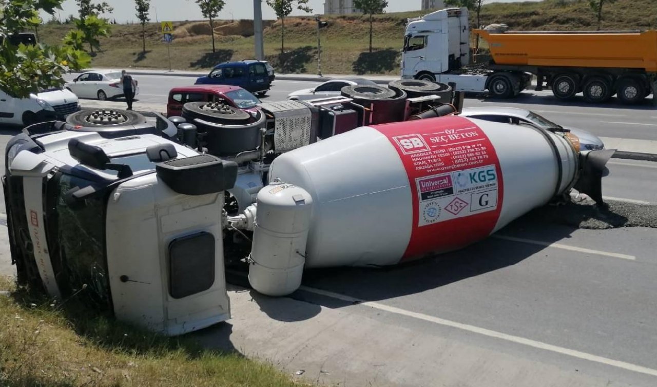  Beton mikseri devrildi: 2 kişi yaralandı