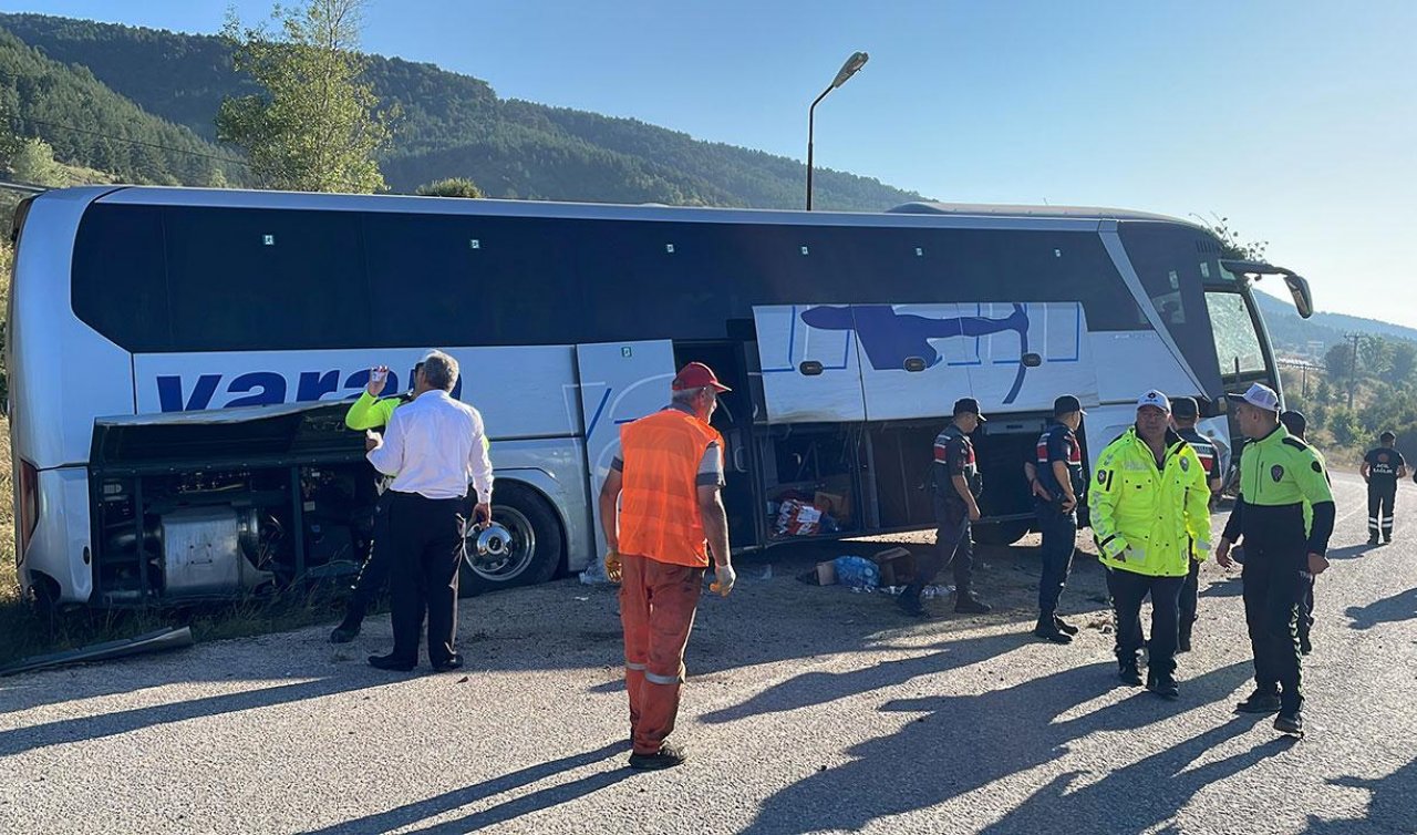  Yolcu otobüsü kontrolden çıktı: 14 yaralı