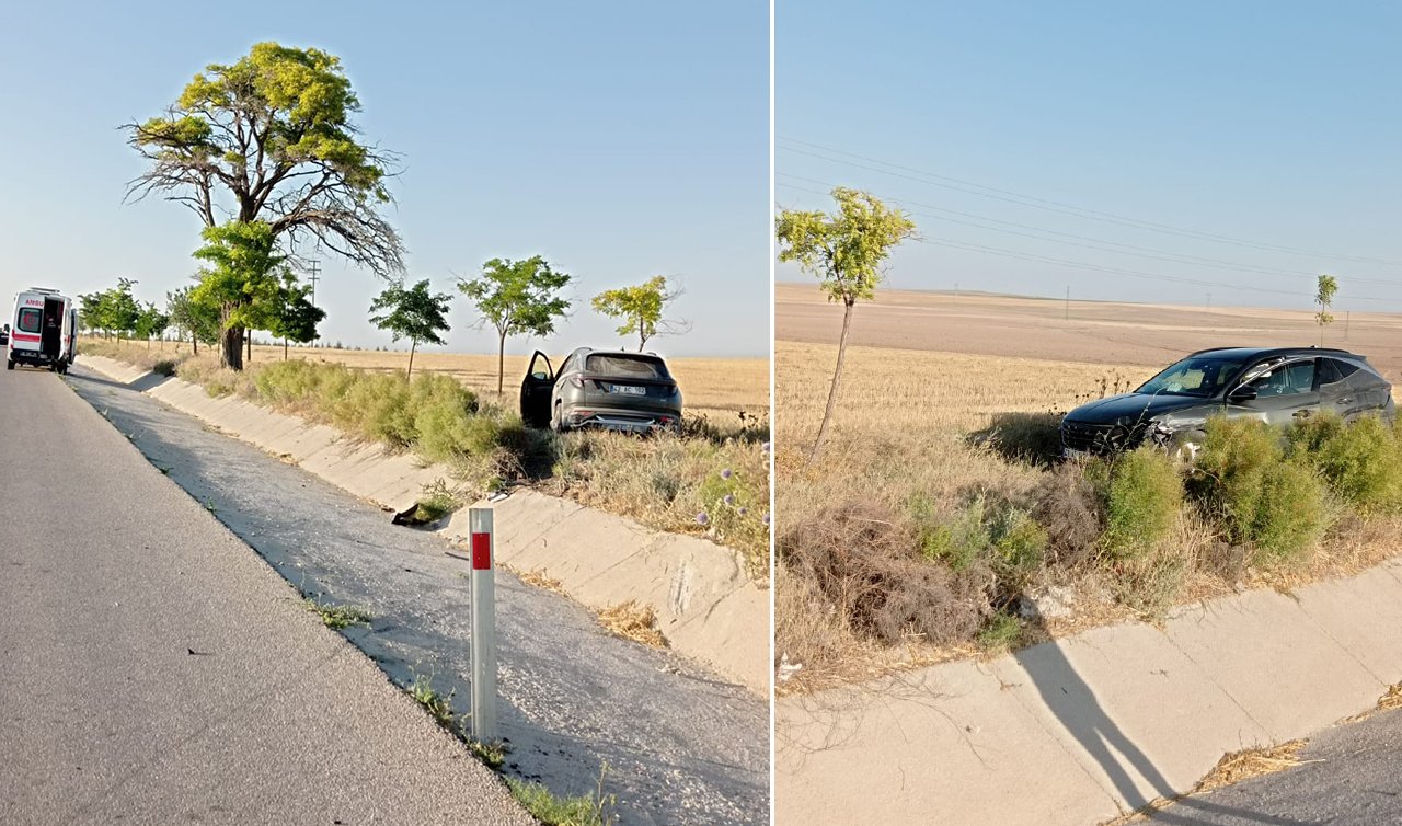  Konya’da otomobil tarlaya uçtu