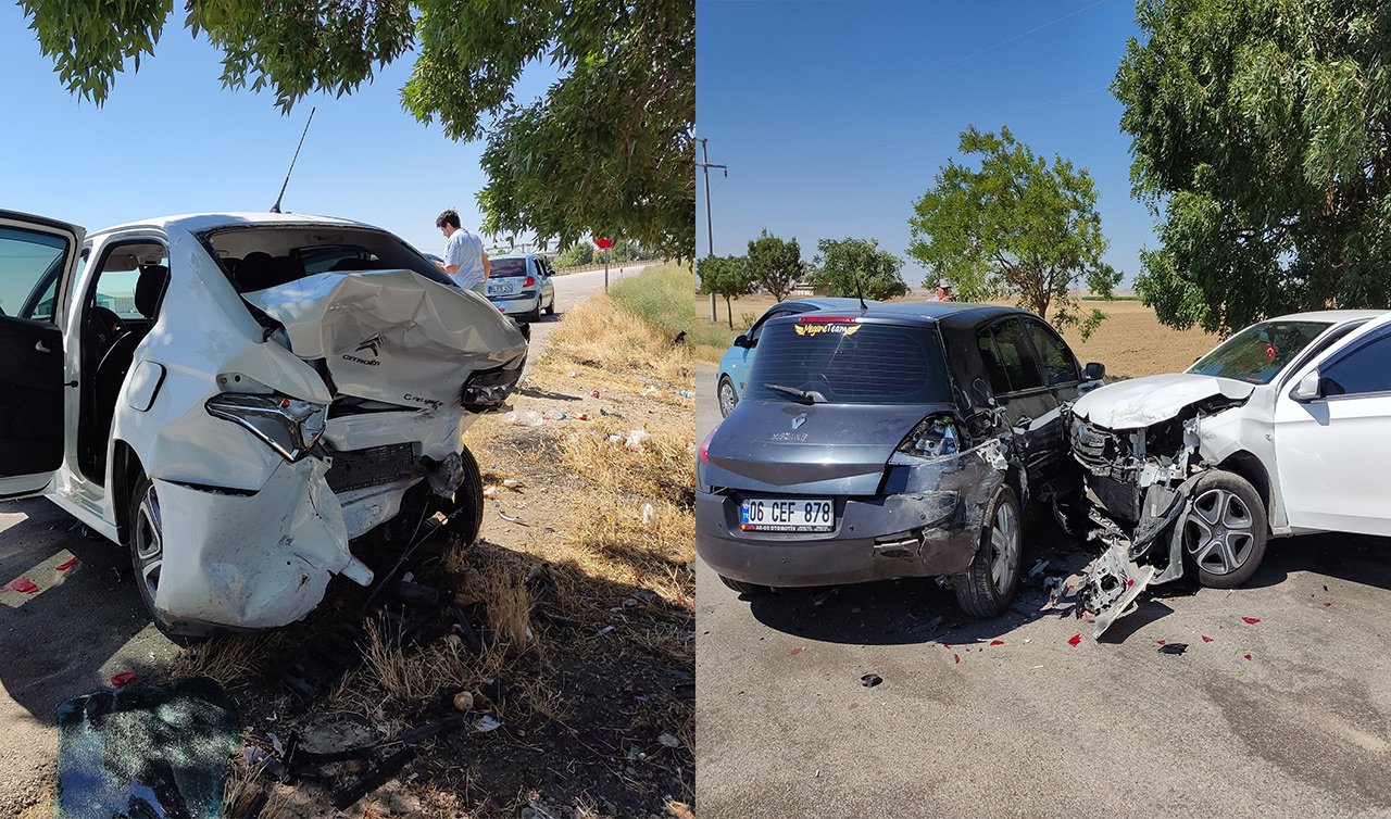  Konya’da feci kaza! Otomobil park halindeki 3 araca çarptı