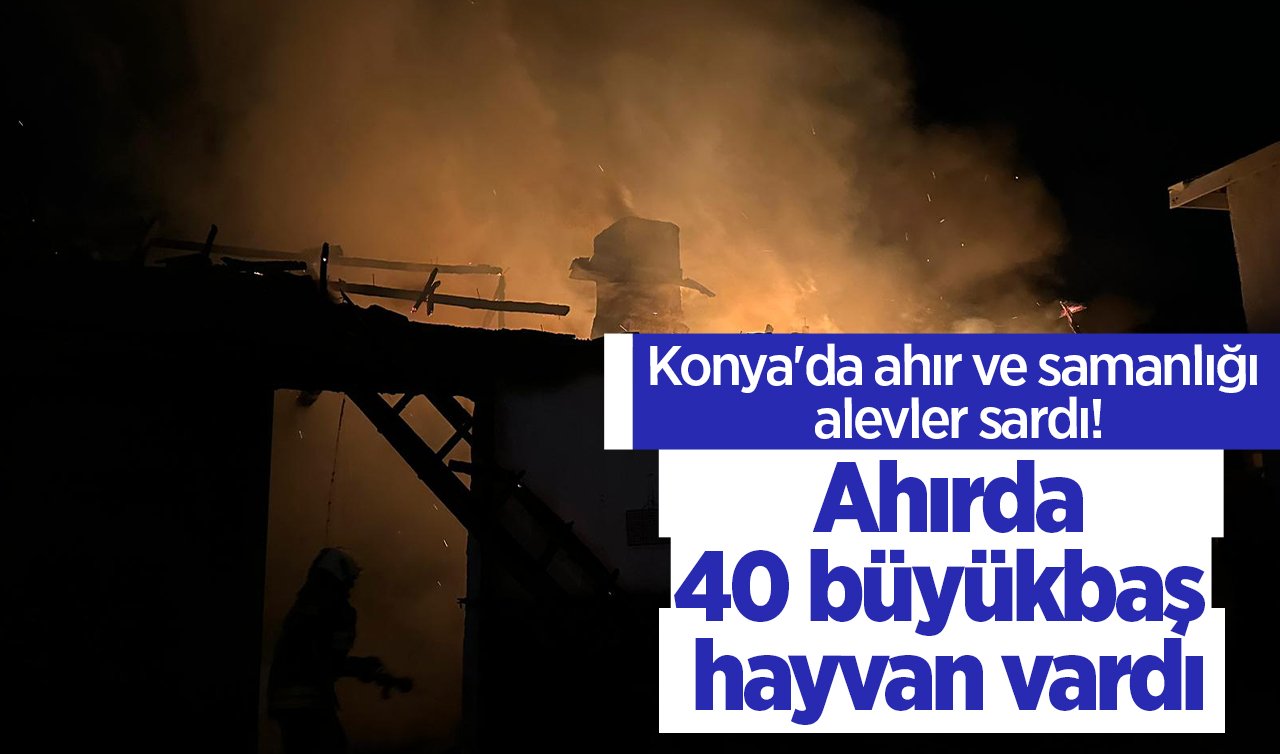  Konya’da ahır ve samanlığı alevler sardı! Ahırda 40 büyükbaş hayvan vardı