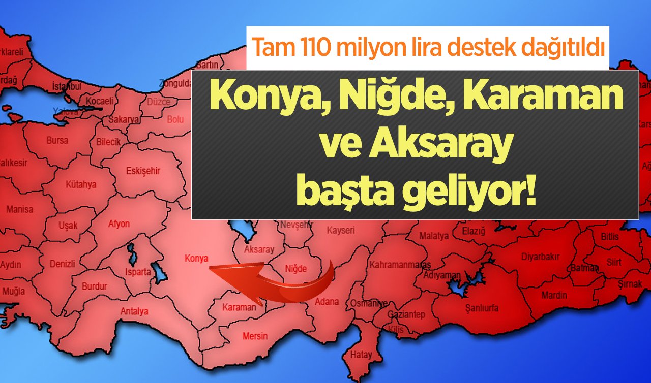 Konya, Niğde, Karaman ve Aksaray başta geliyor!  Tam 110 milyon lira destek dağıtıldı