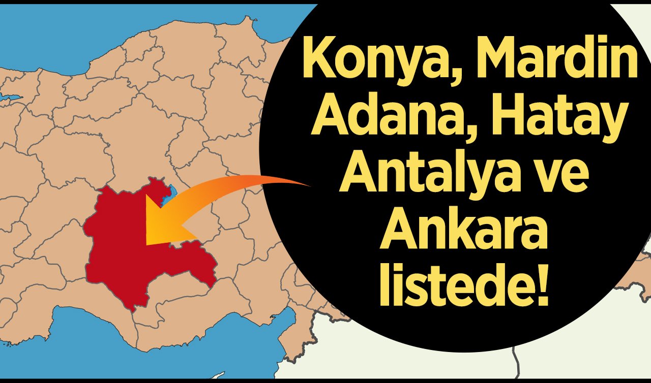 Konya, Mardin, Adana, Hatay, Antalya ve Ankara listede! 82, 83, 84, 85 plakalı iller belirlendi