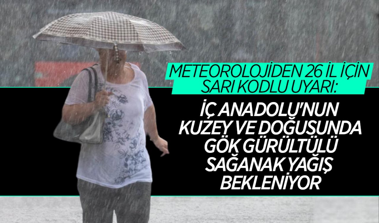 Meteorolojiden 26 il için sarı kodlu uyarı: İç Anadolu’nun kuzey ve doğusunda gök gürültülü sağanak yağış bekleniyor