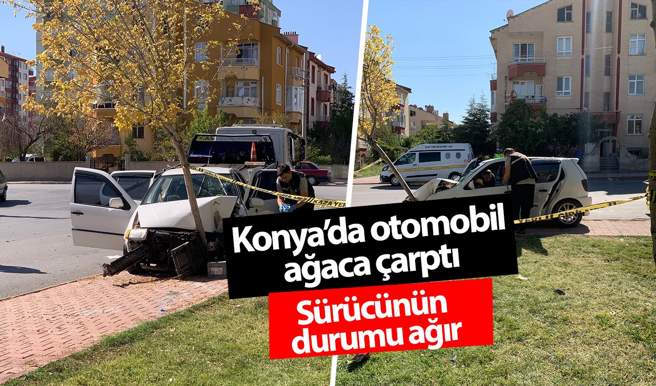 Konya’da feci kaza! Direksiyon hakimiyetini kaybeden sürücü ağaca çarptı 