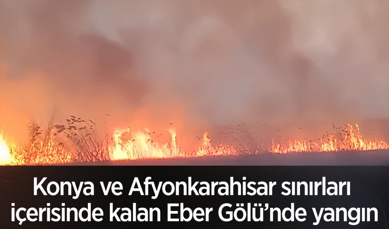 Konya ve Afyonkarahisar sınırları içerisinde kalan Eber Gölü’nde yangın