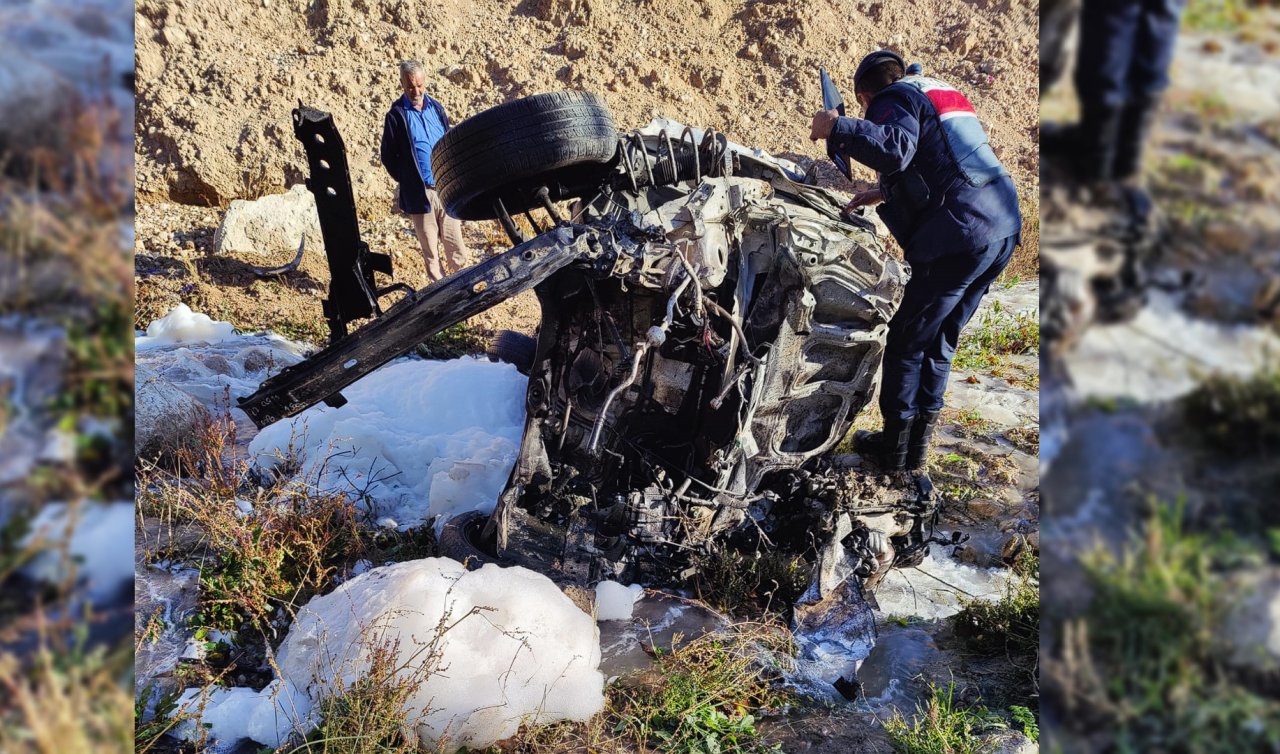 Takla atıp şarampole devrilen otomobilin sürücüsü öldü