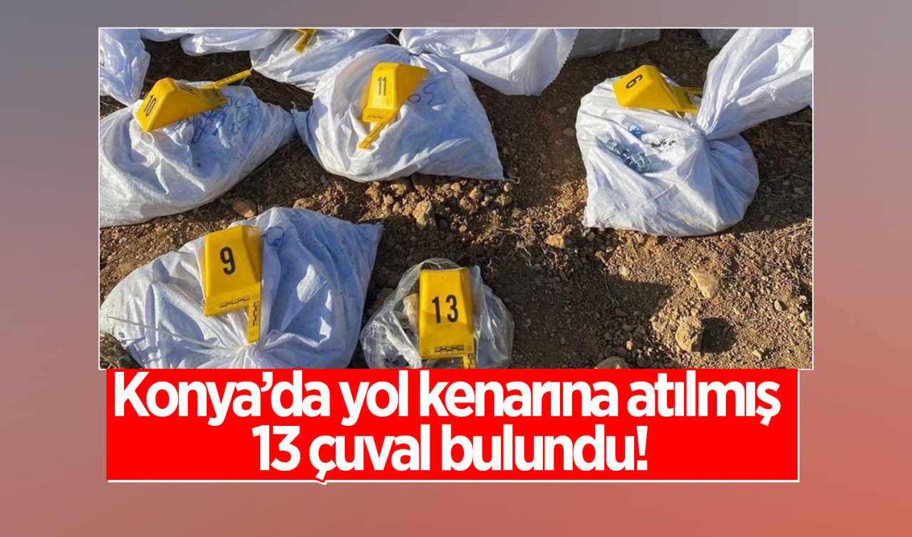 Konya’da yol kenarına atılmış 13 çuval bulundu! 