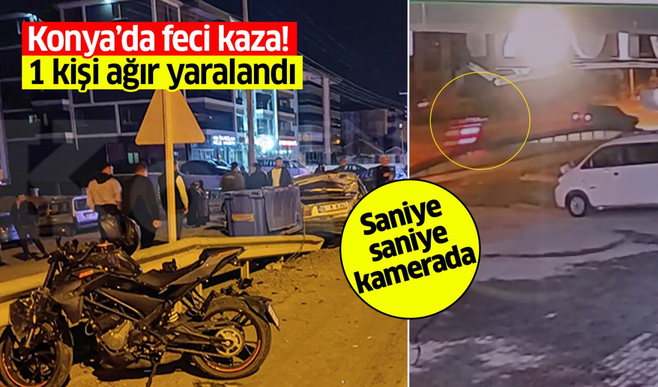 Konya’da feci kaza! Motosiklet otomobile arkadan çarptı: 1 ağır yaralı