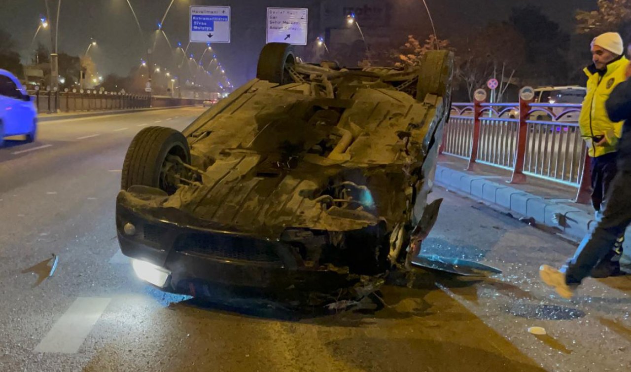 Bariyerlere çarpıp takla atan otomobilin sürücüsü yaralandı