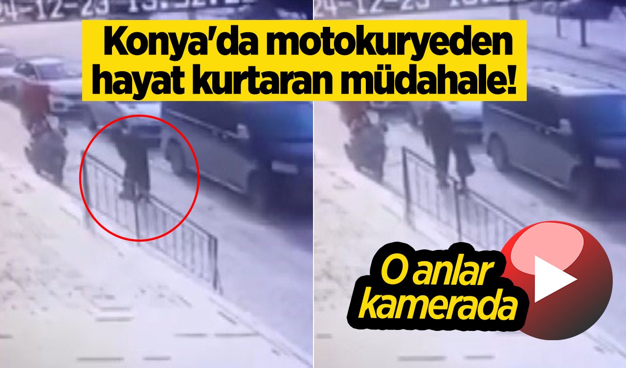 Konya’da motokuryeden hayat kurtaran müdahale!  Boğazına şeker kaçan çocuğu heimlich manevrası ile kurtardı: O anlar kamerada