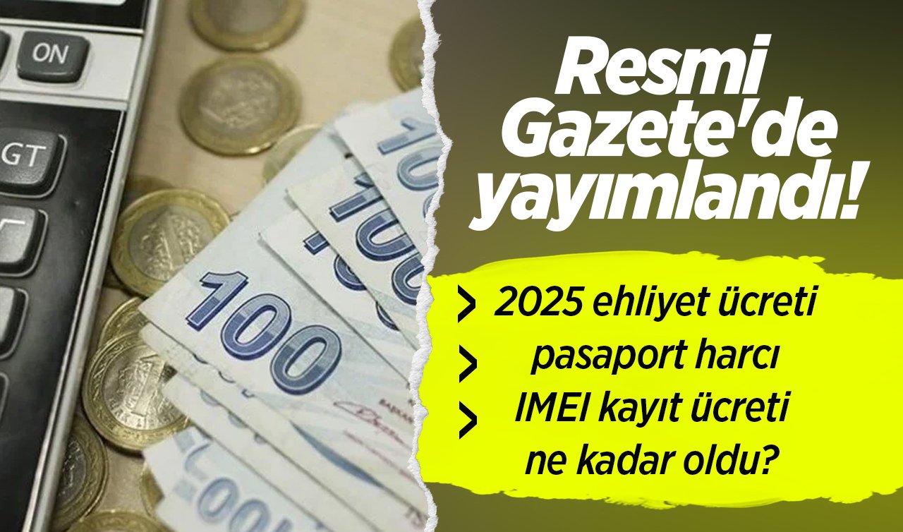 Resmi Gazete’de yayımlandı! 2025 ehliyet ücreti, pasaport harcı, IMEI kayıt ücreti ne kadar oldu? 