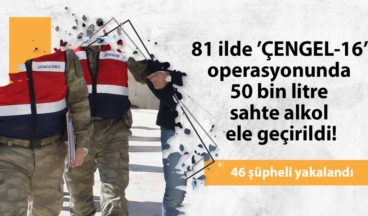 81 ilde ’ÇENGEL-16’ operasyonunda 50 bin litre sahte alkol ele geçirildi: 46 şüpheli yakalandı