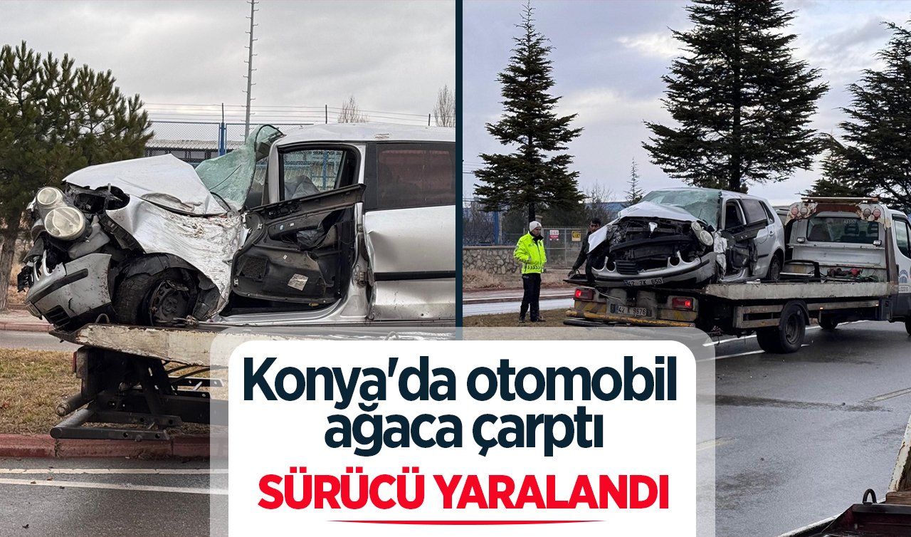  Konya’da otomobil ağaca çarptı: Sürücü yaralandı