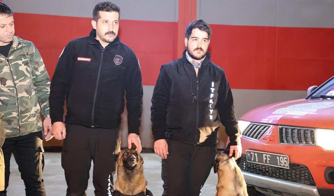 Kırıkkale Belediyesi arama kurtarma köpekleri arama çalışmaları için Konya’ya gitti