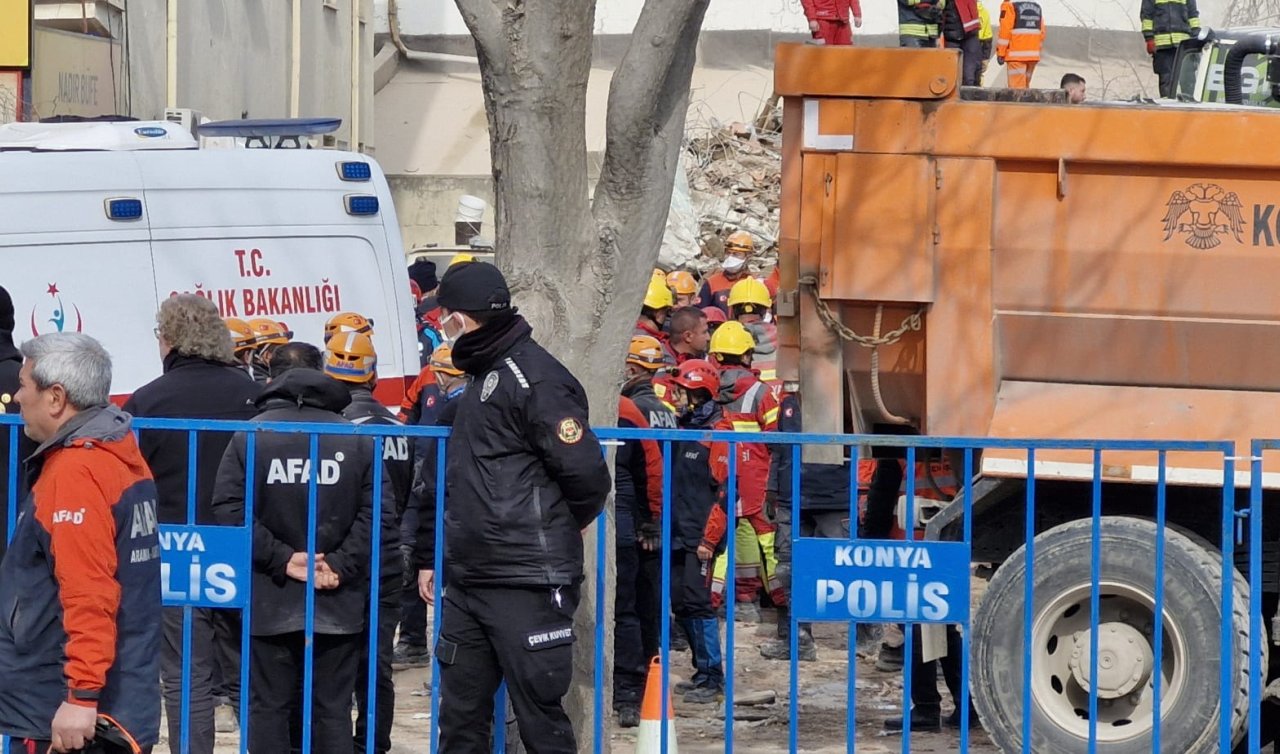 Konya’da çöken 4 katlı binanın enkazında 2 kişinin cansız bedenine ulaşıldı