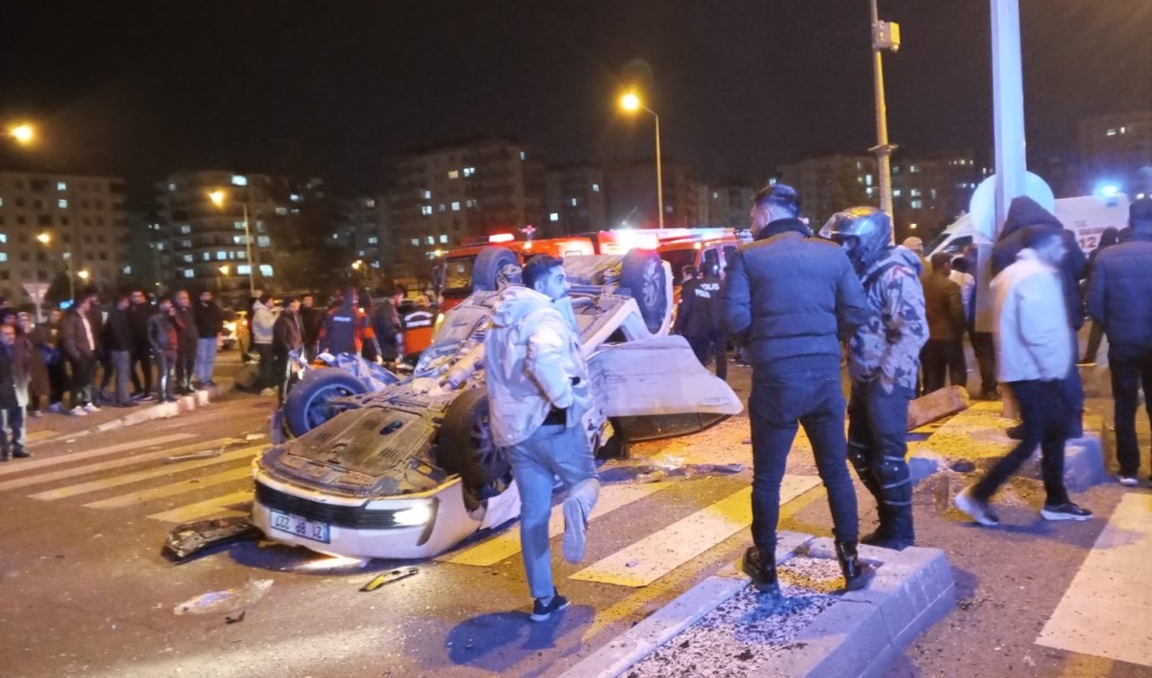 Önündeki araca çarpan otomobil takla attı: 4 yaralı