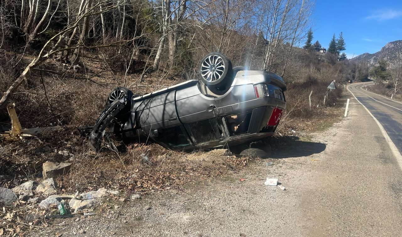 Yoldan çıkan cip ters döndü: 5 yaralı