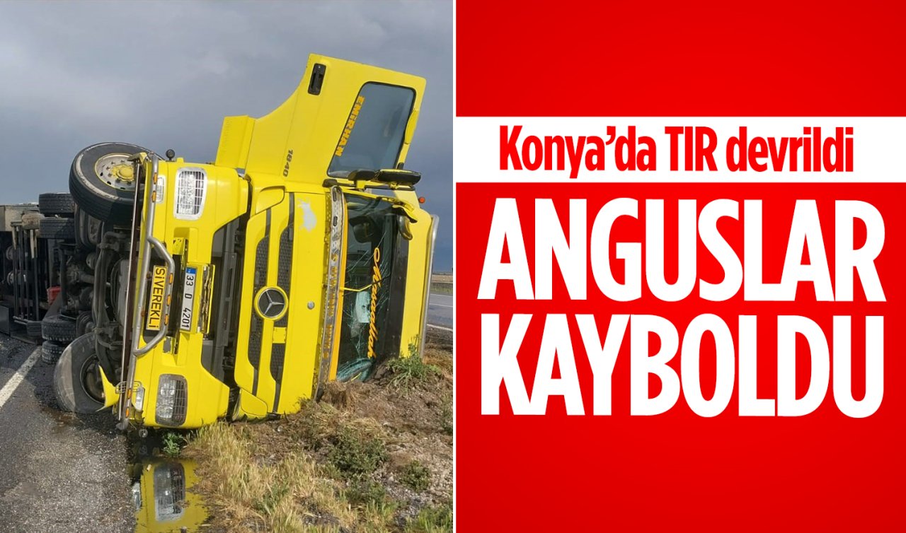 Konya’da TIR devrildi, anguslar kayboldu